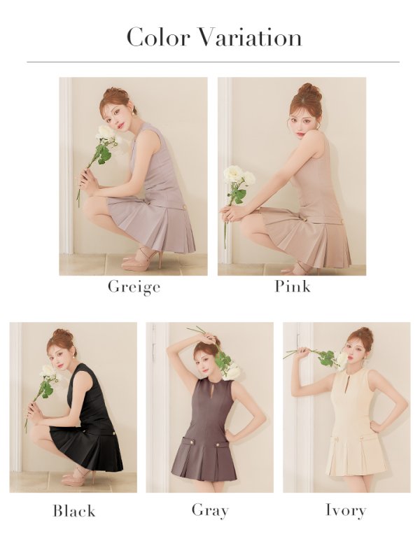 画像46: XS-Lサイズあり【DEA./ディア】シンプル/ サイドベルトモチーフ/ ノースリーブ/ プリーツ/ フレア/ ミニドレス/ キャバドレス[OF08] (46)