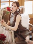 XSサイズあり【DEA.by ROBE de FLEURS/ディアバイローブドフルール】襟付き/ ノースリーブ/ ダブルボタン/ フレア/ Aライン/ ミニドレス/ キャバドレス[OF2]　ココアブラウン