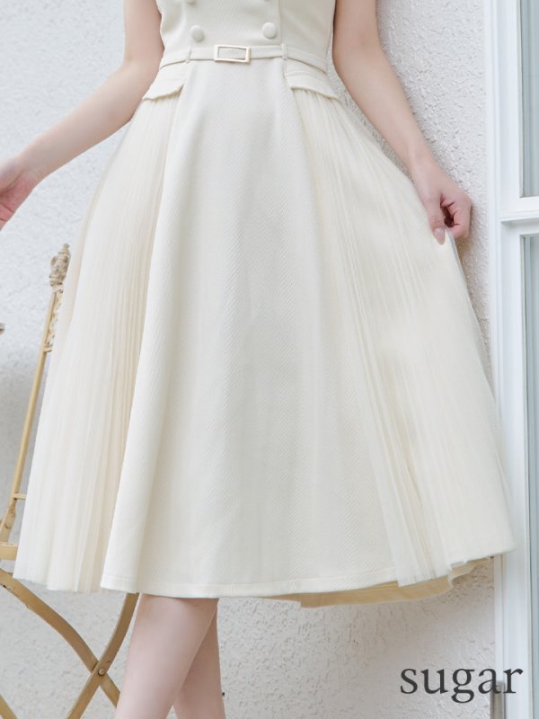 画像19: Lサイズあり【DEA./ディア】ダブルボタン/ サイドチュール/ オフショル/ ノースリーブ/ フレア/ ミディアムドレス/ キャバドレス[OF08] (19)