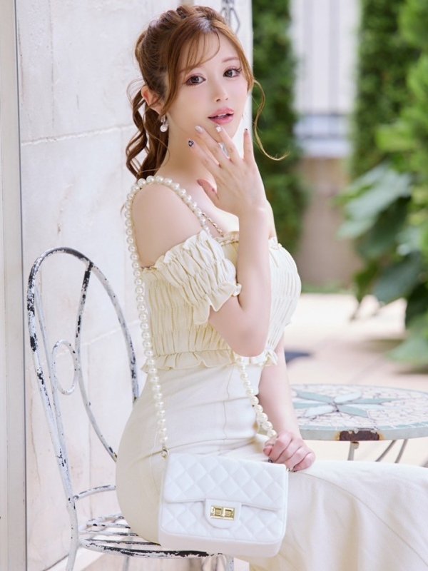 画像21: Lサイズあり【DEA./ディア】トップギャザー/ オフショル/ ラメ/ ワンカラー/ フレア/ ワンピース/ ロングドレス/ キャバドレス long[OF08] (21)