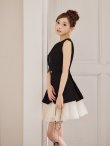 ブラック×アイボリー　モデル：みあ　身長：147cm　着用サイズ：Sサイズ