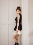 ブラック×アイボリー　モデル：みあ　身長：147cm　着用サイズ：Sサイズ