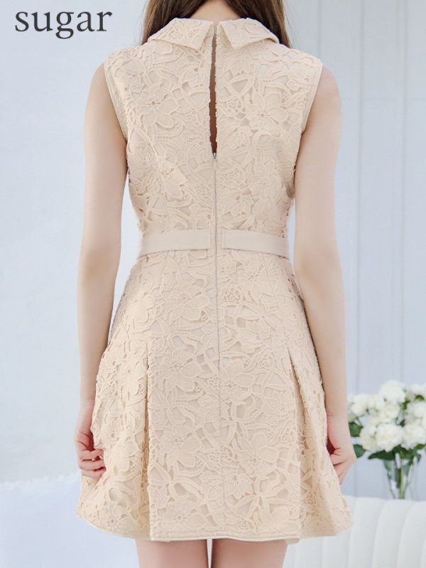 画像20: Lサイズあり【DEA./ディア】ナチュラルレース/ バストジップ/ ベルト/ プリーツ/ フレア/ ミニドレス/ キャバドレス[OF08] (20)