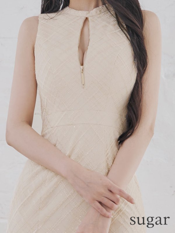 画像14: Lサイズあり【DEA./ディア】マーメイド/ バストジップ/ チェック/ オーガンジー/ ノースリーブ/ ワンピース/ ロングドレス/ キャバドレス long[OF08] (14)