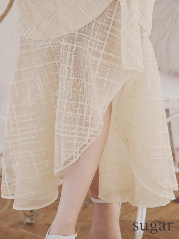 画像15: Lサイズあり【DEA./ディア】マーメイド/ バストジップ/ チェック/ オーガンジー/ ノースリーブ/ ワンピース/ ロングドレス/ キャバドレス long[OF08] (15)