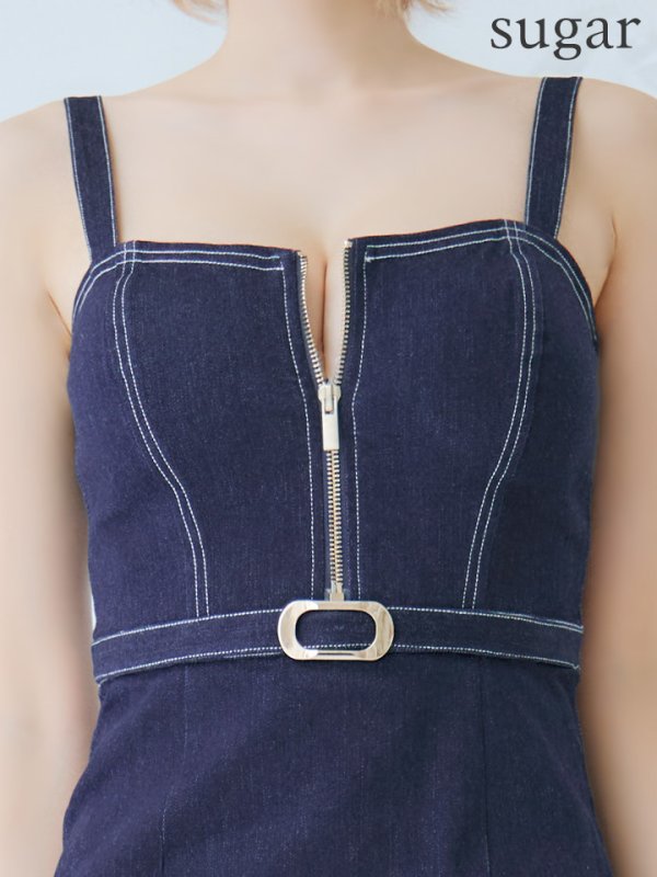 画像10: XS-Lサイズあり【DEA./ディア】バストジッパー/ デニムステッチ/ ノースリーブ/ タイト/ ミニドレス/ キャバドレス[OF08] (10)