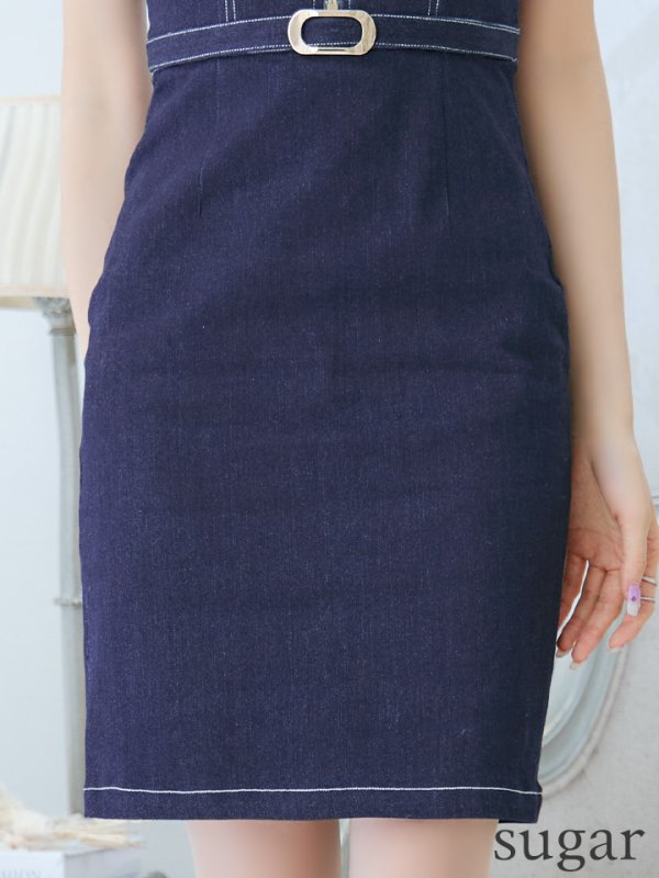 画像11: XS-Lサイズあり【DEA./ディア】バストジッパー/ デニムステッチ/ ノースリーブ/ タイト/ ミニドレス/ キャバドレス[OF08] (11)