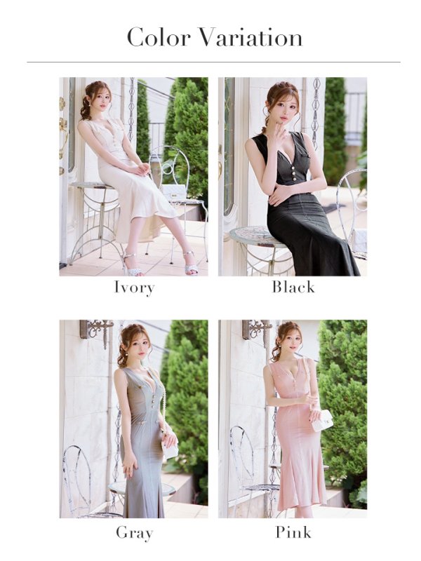 画像29: Lサイズあり【DEA./ディア】マーメイド/ ゴールドボタン/ サマー/ ラメ/ ノースリーブ/ フレア/ ワンピース/ ロングドレス/ キャバドレス long[OF08] (29)