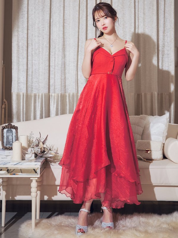 画像22: Lサイズあり【DEA./ディア】サマーツイード/ ティアード/ フレア/ オーガンジー/ キャミソール/ ワンピース/ ロングドレス/ キャバドレス long[OF08] (22)