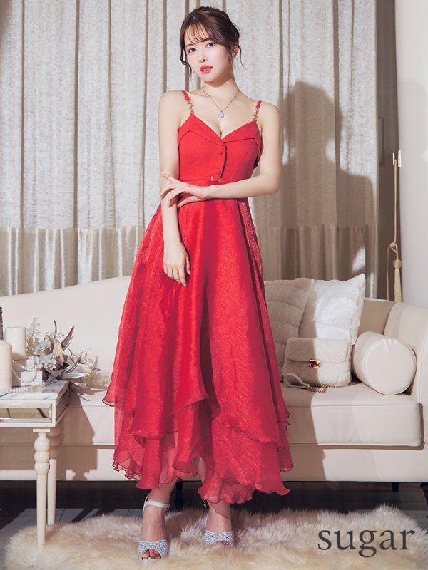 画像27: Lサイズあり【DEA./ディア】サマーツイード/ ティアード/ フレア/ オーガンジー/ キャミソール/ ワンピース/ ロングドレス/ キャバドレス long[OF08] (27)