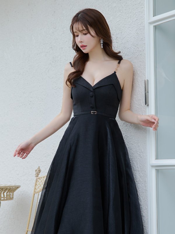 画像11: Lサイズあり【DEA./ディア】サマーツイード/ ティアード/ フレア/ オーガンジー/ キャミソール/ ワンピース/ ロングドレス/ キャバドレス long[OF08] (11)