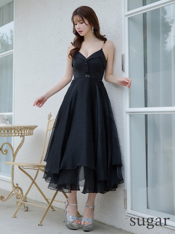 画像13: Lサイズあり【DEA./ディア】サマーツイード/ ティアード/ フレア/ オーガンジー/ キャミソール/ ワンピース/ ロングドレス/ キャバドレス long[OF08] (13)