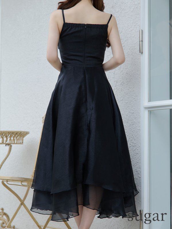 画像15: Lサイズあり【DEA./ディア】サマーツイード/ ティアード/ フレア/ オーガンジー/ キャミソール/ ワンピース/ ロングドレス/ キャバドレス long[OF08] (15)