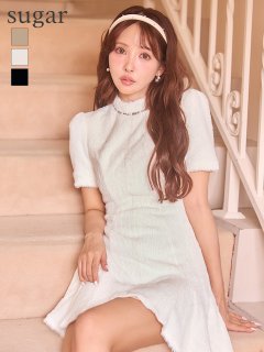 【DEA./ディア】バックオープン/ 起毛ニット/ フレア/ ミニドレス/ キャバドレス