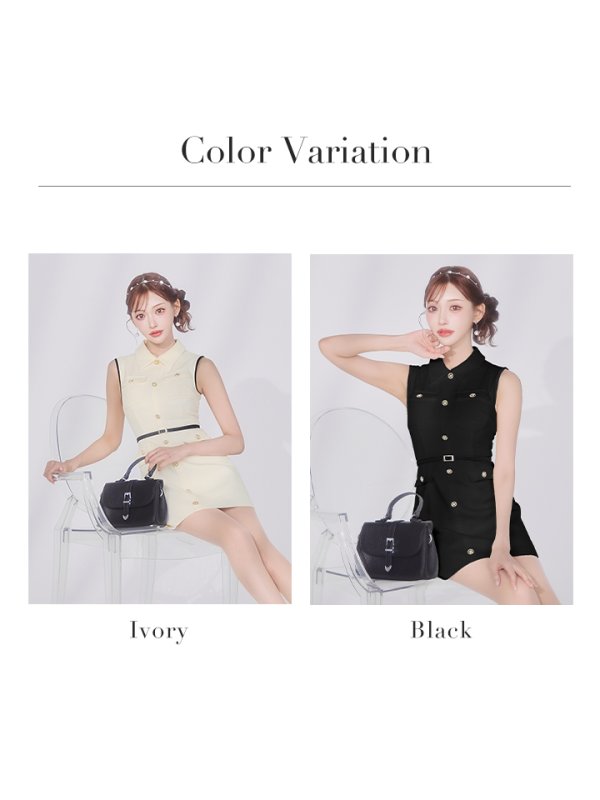 画像29: XSサイズあり【DEA./ディア】パイピング/ ノースリーブ/ ベルト/ ミニドレス/ キャバドレス[OF08] (29)