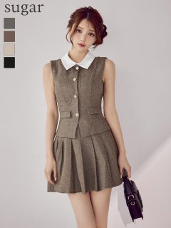 【DEA./ディア】2way/ 襟付き/ クラシカル/ ベスト/ セットアップ/ フレア/ミニドレス/ キャバドレス