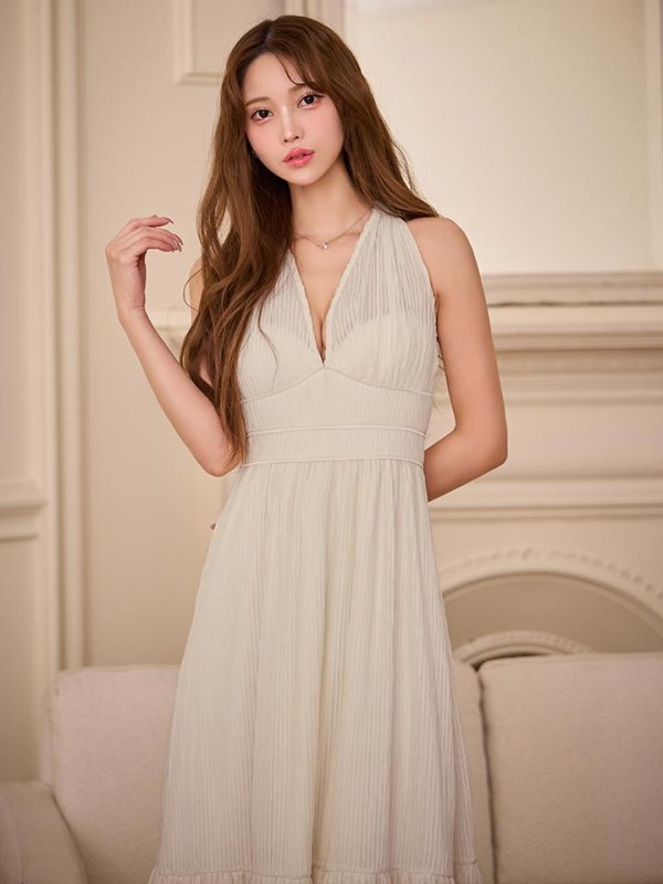 画像20: XS-Lサイズあり【DEA./ディア】プリーツ/ シフォン/ ホルターネック/ ロングドレス/ キャバドレス long[OF08] (20)