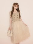画像6: 【予約商品/9月下旬発送予定】XSサイズあり【DEA./ディア】ぺプラム/ キャミ/ プリーツ/ チュール/ ワンピース/ ミディアムドレス/ キャバドレス long[OF08] (6)