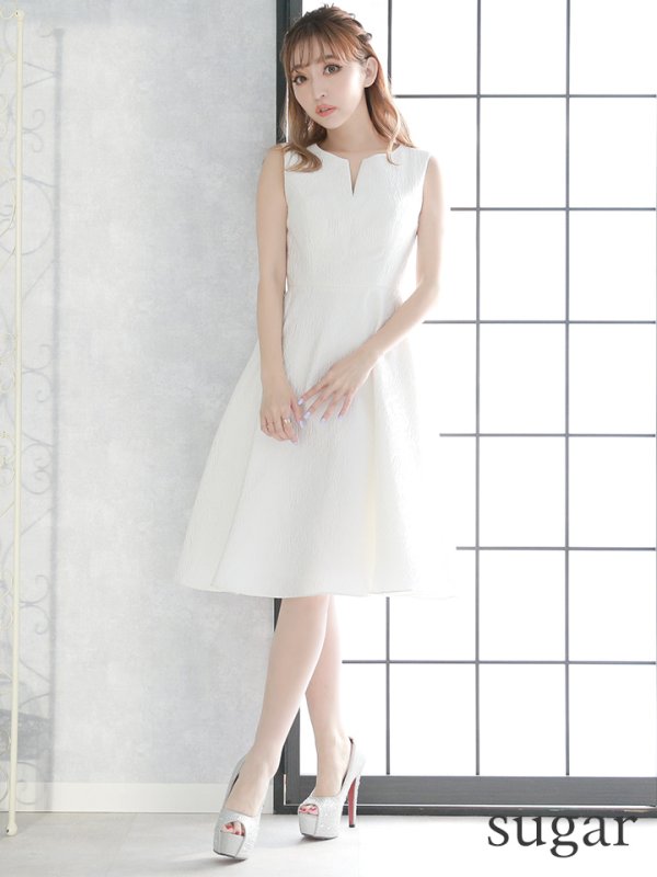 画像8: XSサイズあり【ERUKEI エルケイ】ワンカラー/ ノースリーブ/ ワンピース/ フレア/ ミディアムドレス/ キャバドレス[OF2] (8)