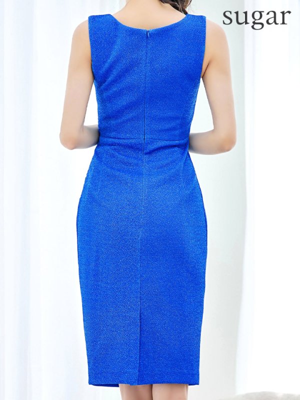 画像11: 【ISA FERRIS/ イサフェリス】【OF05】ラメ/ カシュクール/ タック/ ノースリーブ/ タイト/ ひざ丈/ ミディアム丈/ ミディアムドレス/ キャバドレス (11)