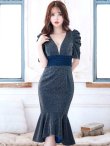 画像6: 【ISA FERRIS/ イサフェリス】【OF05】ラメ/ ストレッチ/ タック/ 半袖/ 袖あり/ タイト/ ひざ丈/ ミディアム丈/ ミディアムドレス/ キャバドレス (6)