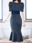 画像9: 【ISA FERRIS/ イサフェリス】【OF05】ラメ/ ストレッチ/ タック/ 半袖/ 袖あり/ タイト/ ひざ丈/ ミディアム丈/ ミディアムドレス/ キャバドレス (9)