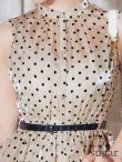 画像21: XS-Lサイズあり【ROBE de FLEURS/ローブドフルール】ベルト付き/ ドットオーガンジー/ ティアード/ フレア/ ミディアムドレス/ キャバドレス[OF2] (21)