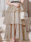 画像22: XS-Lサイズあり【ROBE de FLEURS/ローブドフルール】ベルト付き/ ドットオーガンジー/ ティアード/ フレア/ ミディアムドレス/ キャバドレス[OF2] (22)