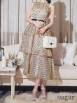 画像19: XS-Lサイズあり【ROBE de FLEURS/ローブドフルール】ベルト付き/ ドットオーガンジー/ ティアード/ フレア/ ミディアムドレス/ キャバドレス[OF2] (19)