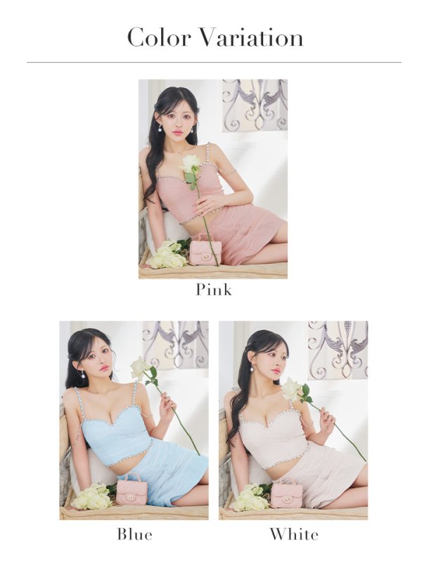 画像35: XSサイズあり【ROBE de FLEURS/ローブドフルール】ビジューチェーン付き/ ラメシフォン/ セットアップ/ ミニドレス/ キャバドレス[OF08] (35)