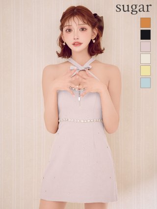 ROBE de FLEURS ピンク ミニキャバドレス Sサイズ XSサイズあり】ショルダービジューフロントジッパーフレアミニ