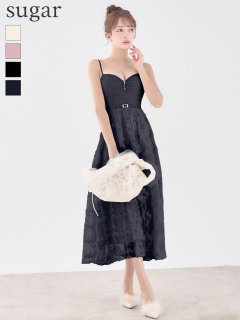 【ROBE de FLEURS/ローブドフルール】フラワーレース/ フレア/ キャミ/ ミモレ丈/ ワンピース/ ミディアムドレス/ キャバドレス