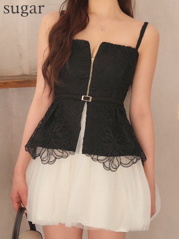 ブラックxアイボリー モデル：紬むぎ　身長：156cm 着用サイズ：Sサイズ