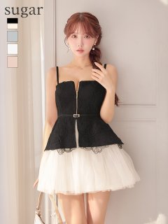 【ROBE de FLEURS/ローブドフルール】ラメ入り薄手ツイード/ フレア/ ミニドレス/ キャバドレス