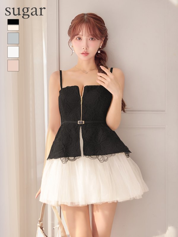 ブラックxアイボリー モデル：三上悠亜　身長：159cm　着用サイズ：Sサイズ