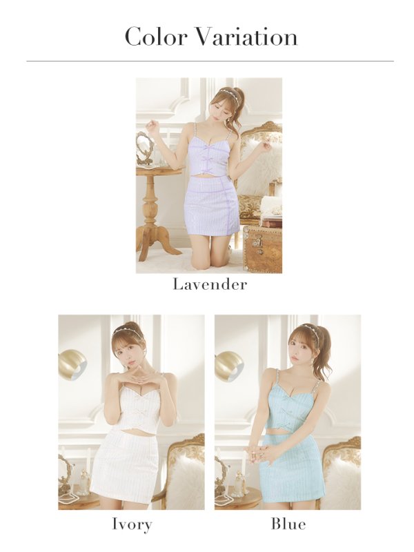 画像43: XSサイズあり【ROBE de FLEURS/ローブドフルール】トリプルミニリボン/ スパンコール/ セットアップ/ ミニドレス/ キャバドレス[OF08] (43)