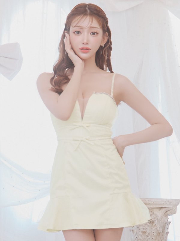 画像15: XSサイズあり【ROBE de FLEURS/ローブドフルール】ラメチュール/ サテン/ バストビジュー/ ミニドレス/ キャバドレス[OF08] (15)