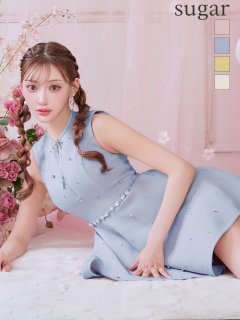 【ROBE de FLEURS/ローブドフルール】リボンビジュー/ バストカット/ フレア/ ミニドレス/ キャバドレス
