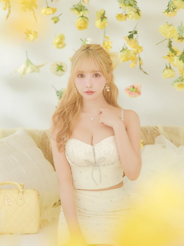 画像32: sugarコラボカラー・XSサイズあり【ROBE de FLEURS/ローブドフルール】ビジューリボンライン/ スパーク/ セットアップ/ タイト/ ミニドレス/ キャバドレス[OF08] (32)