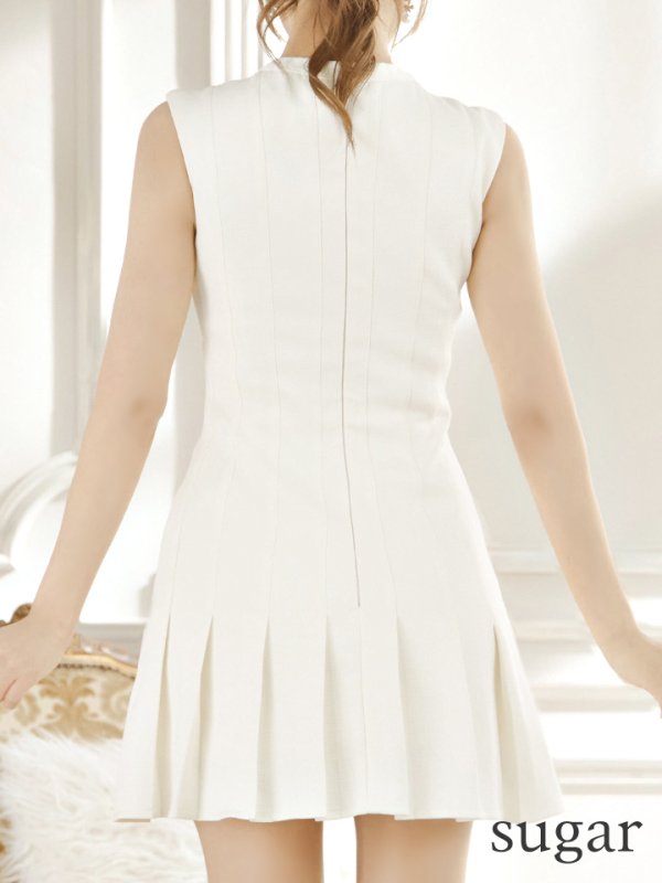 画像34: XSサイズあり【ROBE de FLEURS/ローブドフルール】ハートビジュー/ バストジップ/ プリーツ/ フレア/ ミニドレス/ キャバドレス[OF08] (34)