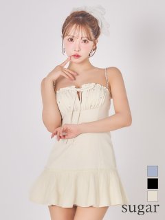 【ROBE de FLEURS/ローブドフルール】バストカット/ リボン/ ビジュー/ ミニドレス/ キャバドレス
