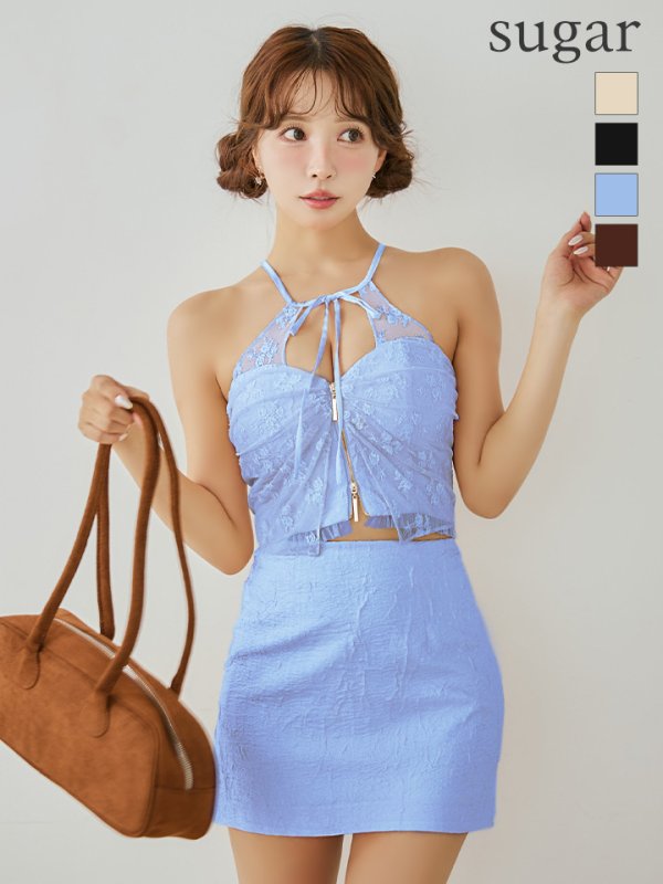 ブルー モデル：三上悠亜　身長：159cm　着用サイズ：Sサイズ