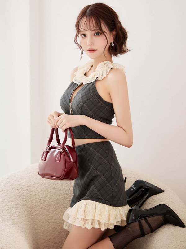 ブラックチェック モデル：れみ　身長：163cm　着用サイズ：Sサイズ