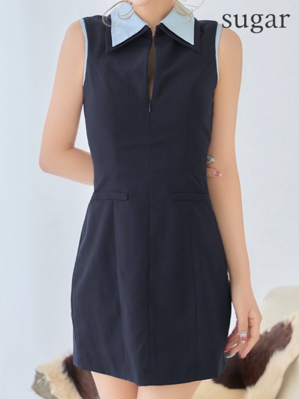 ネイビー　モデル：如月れい　身長：156cm　着用サイズ：Sサイズ