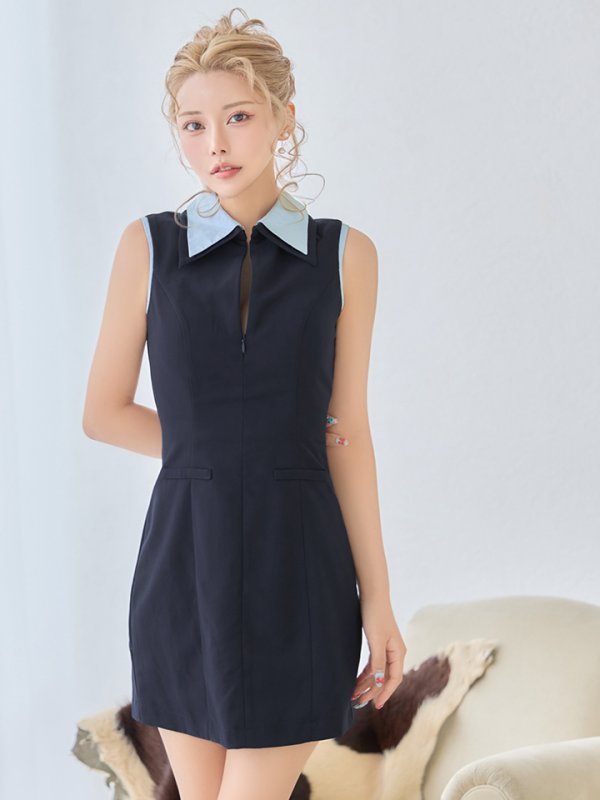 ネイビー　モデル：如月れい　身長：156cm　着用サイズ：Sサイズ