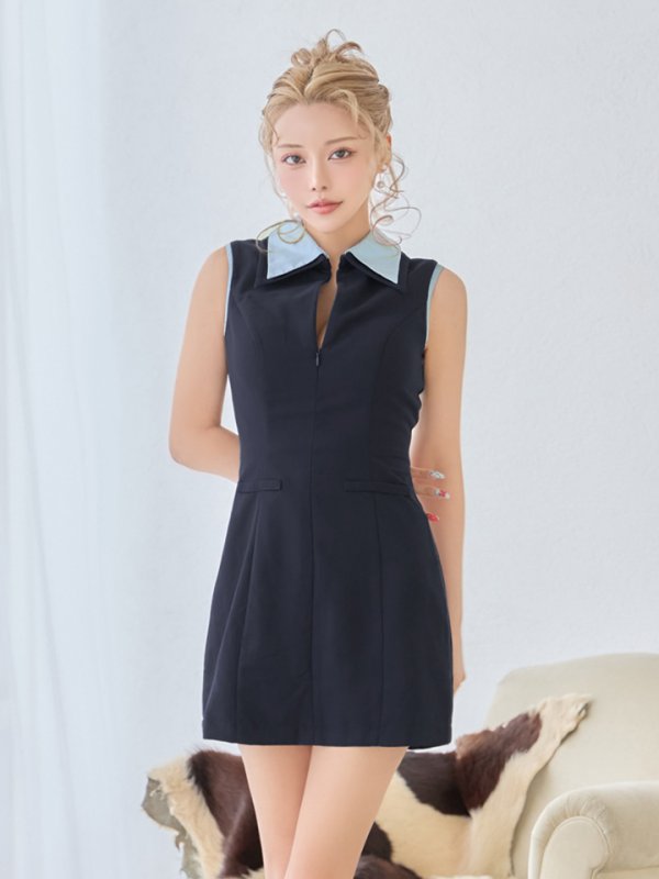 ネイビー　モデル：如月れい　身長：156cm　着用サイズ：Sサイズ