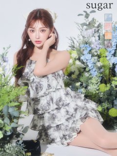 【ROBE de FLEURS/ローブドフルール】シアーローズ/ ティアード/ ワンピース/ ミニドレス/ キャバドレス