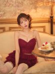 ワインレッド　モデル：りな　身長：160cm　着用サイズ：Sサイズ