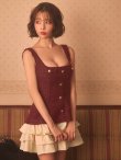 ボルドーxアイボリー　モデル：天海りこ　身長：156cm　着用サイズ：Sサイズ