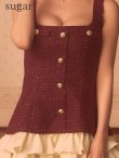 ボルドーxアイボリー　モデル：天海りこ　身長：156cm　着用サイズ：Sサイズ